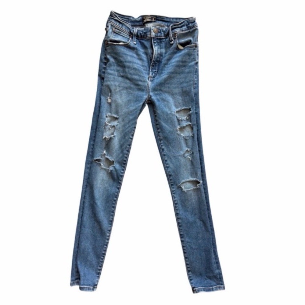 Abercrombie & Fitch Simone Jeans Womens 25/0S Blue High Rise Super Skinny Ripped